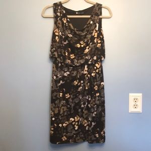 Black, tan, grey dress